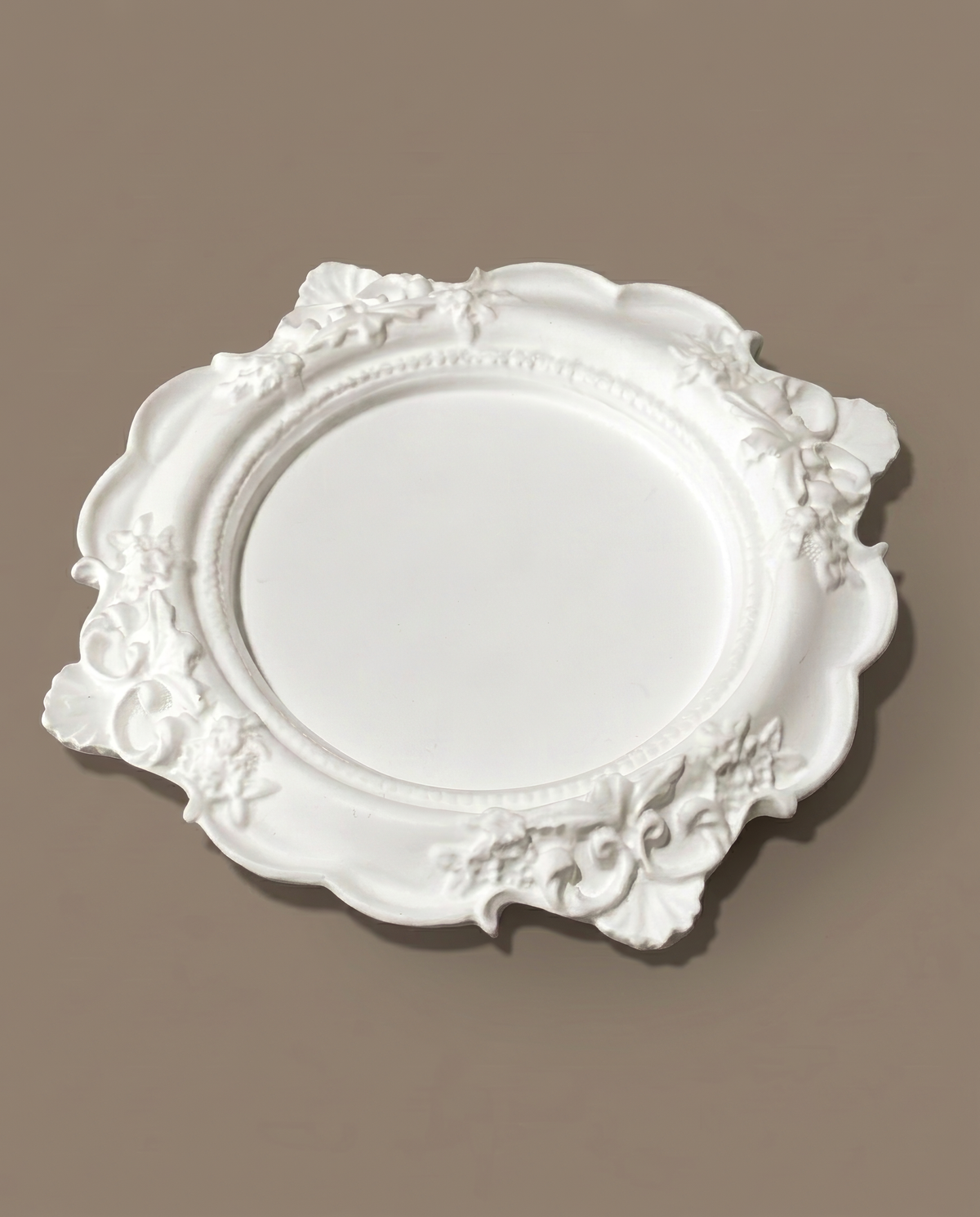 Rokoko handmade ornate rococo matte white decorative plate by GlowBaltic