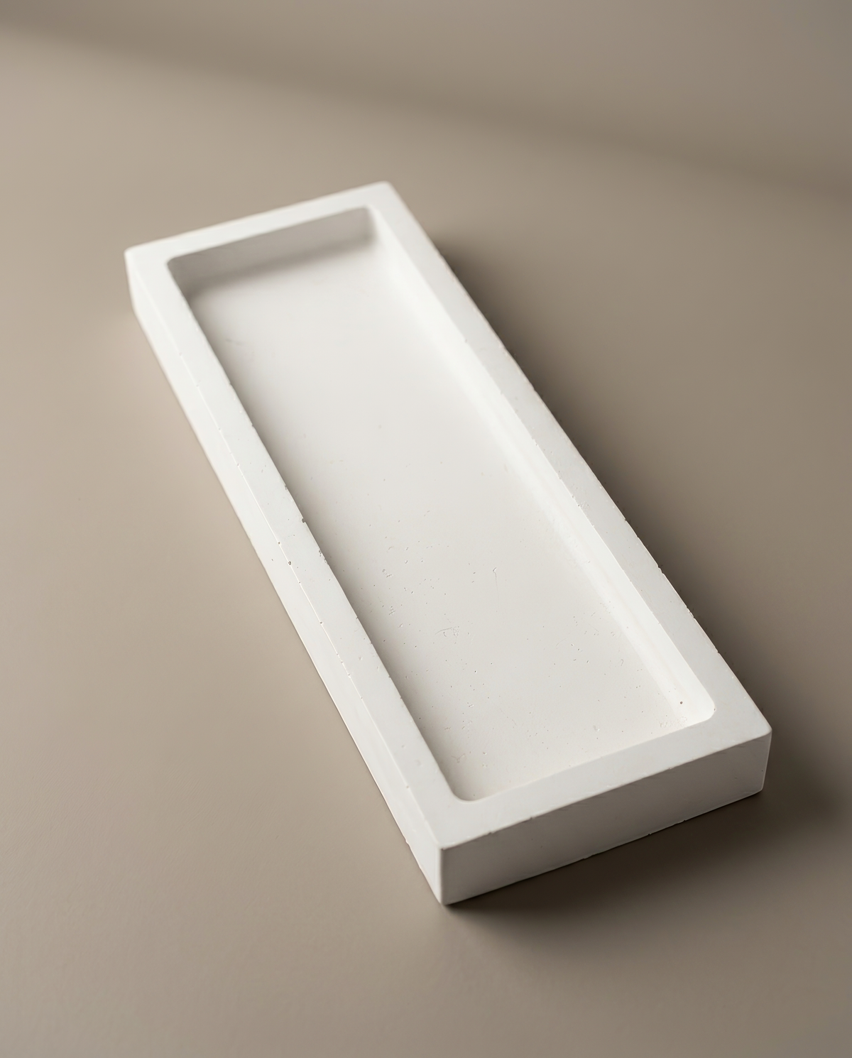 Ruut handmade rectangular matte white tray coaster by GlowBaltic