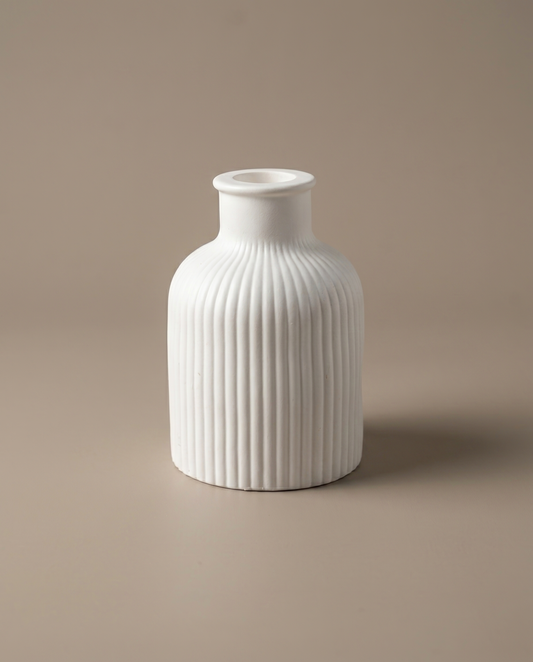 Flute handmade ribbed matte white bottle bud vase by GlowBaltic