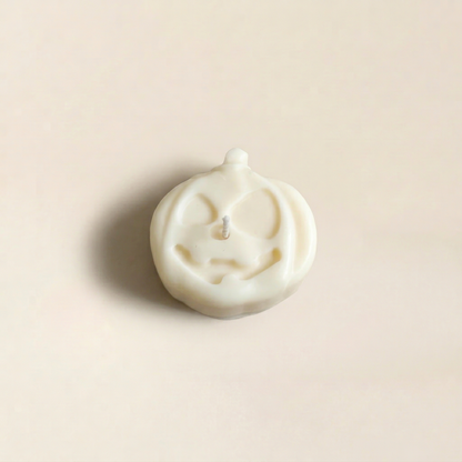 Jack handmade Halloween candle by Glowbaltic, hand-poured white rapeseed wax jack-o'-lantern pumpkin candle