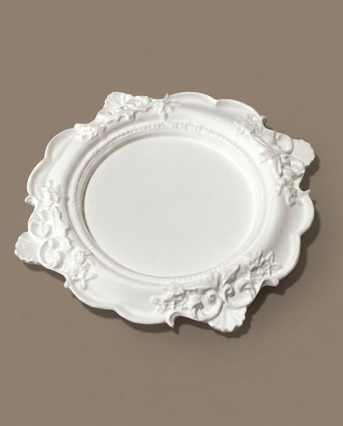 Rokoko handmade ornate rococo matte white decorative plate by GlowBaltic