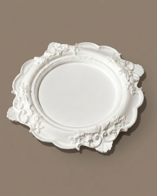 Rokoko handmade ornate rococo matte white decorative plate by GlowBaltic