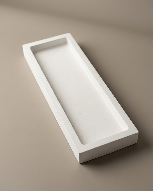 Ruut handmade rectangular matte white tray coaster by GlowBaltic