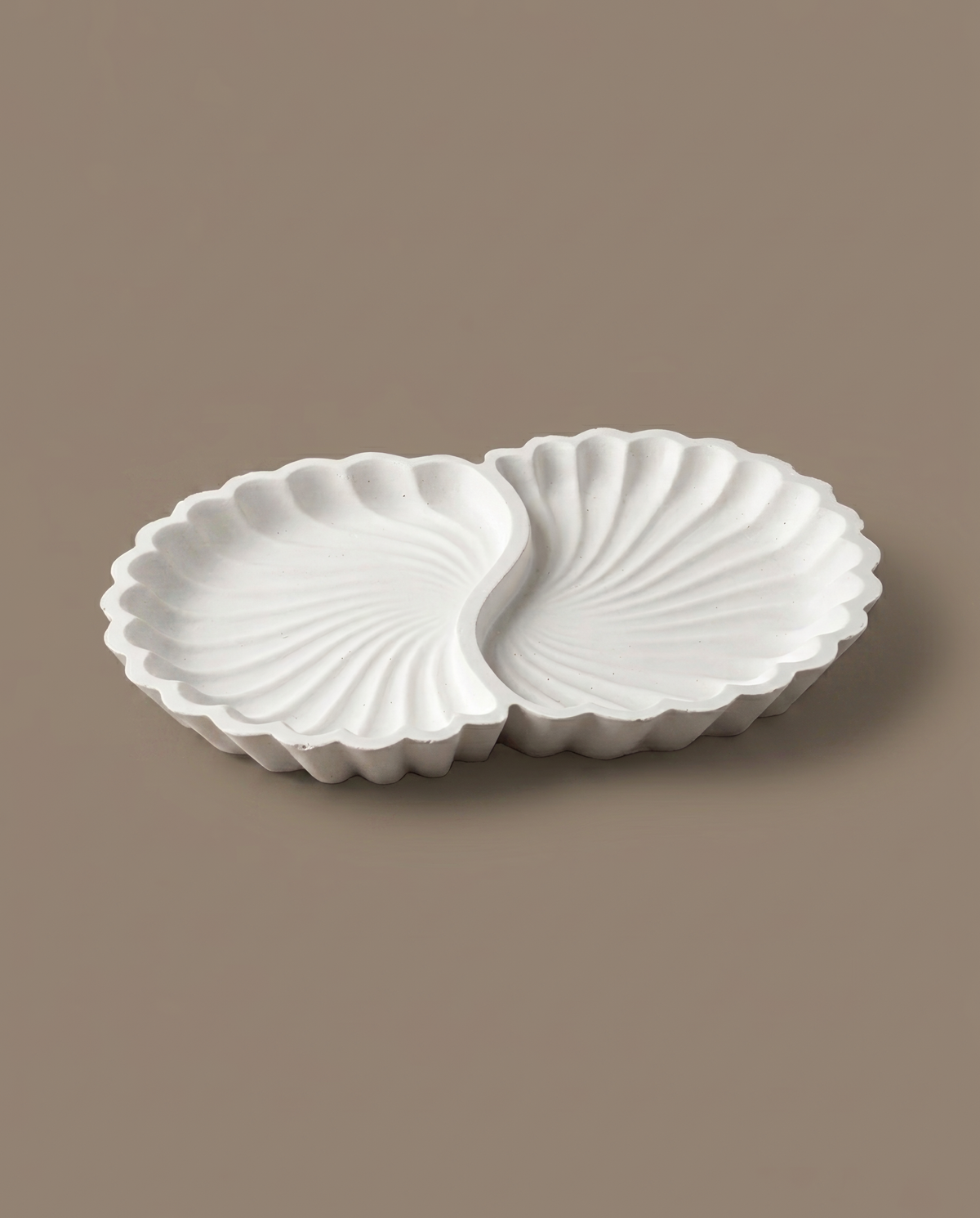 Shell handmade double seashell-shaped matte white dish by GlowBaltic