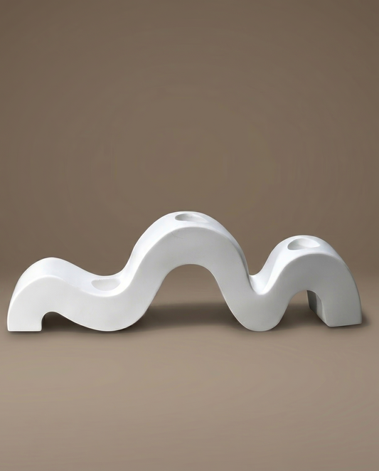Swell handmade wavy matte white multi-tealight candle holder by GlowBaltic