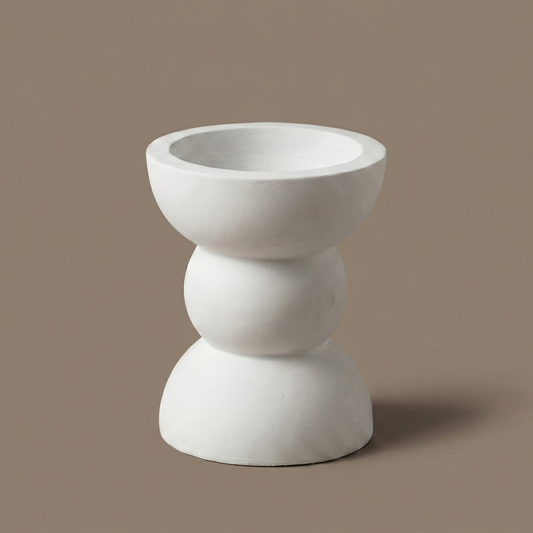 Tower handmade stacked-sphere matte white pedestal candle holder by GlowBaltic